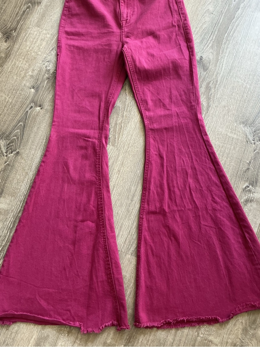 Rock & Roll Bargain Button Bell Mid-rise Raspberry Jeans - Picture 6 of 11